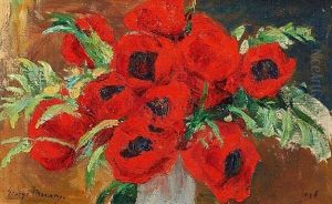 Blumenstrauss Mit Rotem Mohn by George Mosson