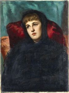 Portrait Of A Lady Before A Green Background