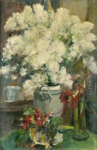 Stilleben Mit Weisem Flieder Und Amaryllis