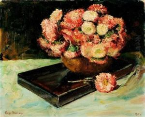 Stilleben Mit Rosa Sommerastern by George Mosson