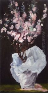 A Pot Of Azaleas In Tissue Paper by George Mosson