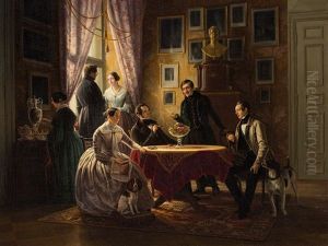 Group Portrait Of The Kuhn Family by Ludwig August Most