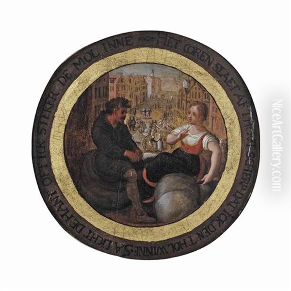 An Allegory Of Commerce: Peasants Seated In Front Of A View Of A Town - view 1