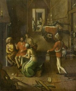 Landliches Interieur Mit Der Geburt Christ