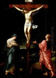 Christus Am Kreuz Mit Trauernder Maria Und Johannes