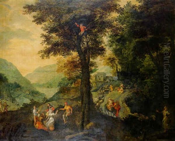 The Flight Into Egypt With Peasants Resting Under A Tree Nearby And A Shepherd With His Flock On A Road Beyond - view 1
