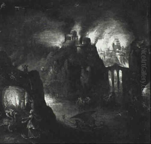 The Cumean Sibyl Throwing A Cake To Cerberus - view 1