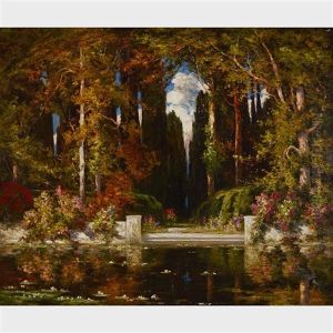 An Estate Garden by Thomas Edwin Mostyn