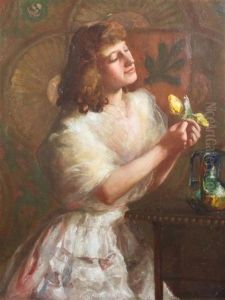 Young Woman Holding Yellow Tulips