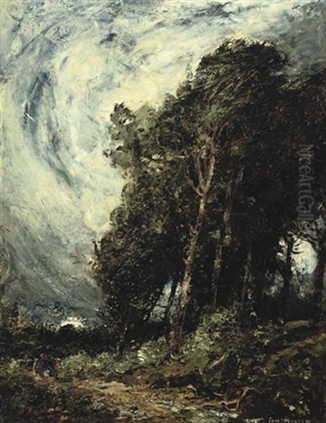 Figures In A Stormy Wooded Landscape - view 1