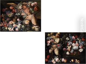 Blumenstilleben Mit Putten by Felice Fortunato Biggi Dei Fiori