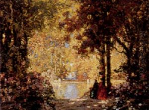 Ladies Seated In A Floral Arbour By The Lake Ladies Seated In A Floral Arbour By The Lake
