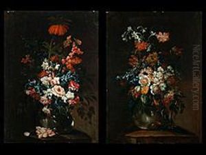Blumenstilleben In Vasen by Felice Fortunato Biggi Dei Fiori