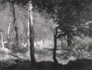 A Sunlit Wooded Glade by Thomas Edwin Mostyn