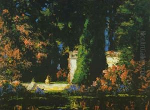 Two Lovers In A Garden By A Pond Two Lovers In A Garden By A Pond
