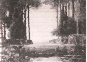 Formal Garden Scene by Thomas Edwin Mostyn