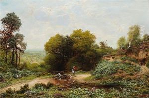 Landscape With Children Playing Near A Brook by George William Mote