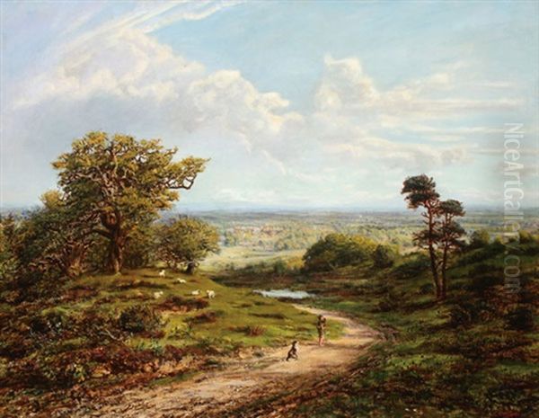 Expansive Landscape With Shephard Boy And Distant Village - view 1