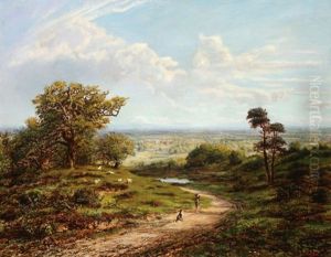 Expansive Landscape With Shephard Boy And Distant Village