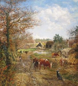 A Milkmaid And Cattle On A Track, A Farm Beyond