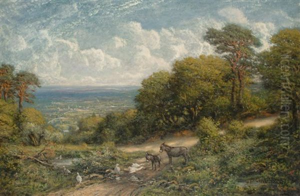 An Extensive Landscape Thought To Be Near Churt, Surrey, With Geese Worrying A Donkey And Foal - view 1