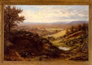 Expansive Country Landscape With Cattle And A Cottage Farm