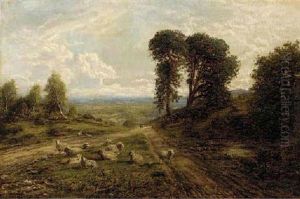 Sheep In An Extensive Landscape by George William Mote