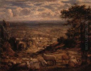 A Summer Landscape With Sheep by George William Mote