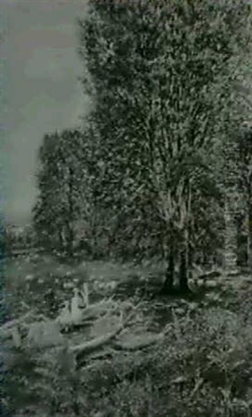 Children On A Path In A Wooded Landscape - view 1
