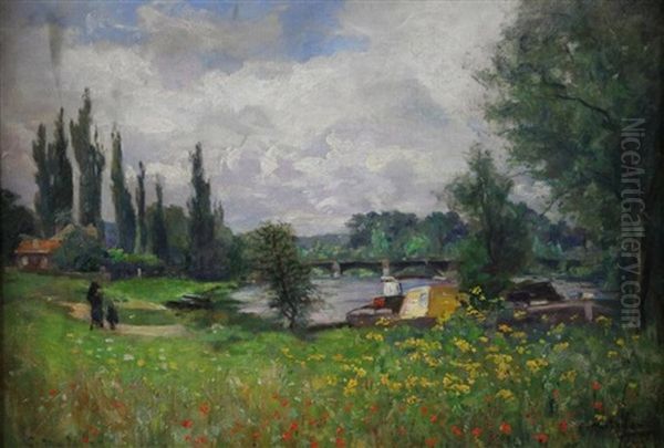 Promeneurs Sur La Berge - view 1