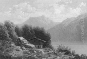 Bauernhaus Mit Figurenstaffage Am Thunersee Bauernhaus Mit Figurenstaffage Am Thunersee