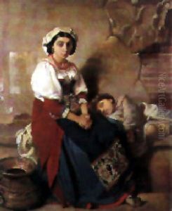 Italienne Et Son Enfant by Victor Louis Mottez
