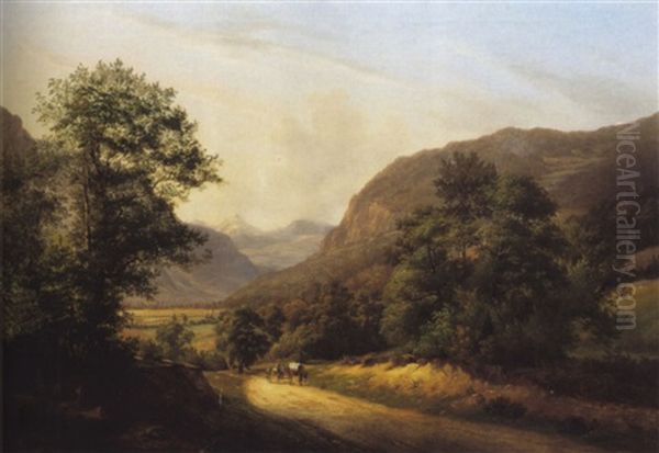Landschaft Bei Satigny Mit Blick Savoyer Alpen - view 1