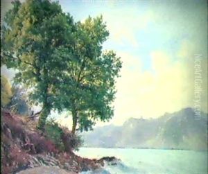 Pres Chillon (genfersee Bei Chillon Mit Blick Auf Die       Savoyer Alpen) by Henri Luc Mottu