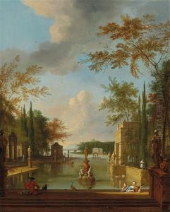 A Park Landscape With Musicians by Frederick De Moucheron