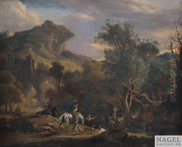 Italienisierende Landschaft Mit Jagern Und Jagdgehilfen - view 1