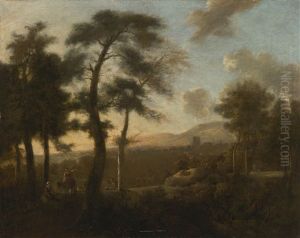 Classical French Landscape With Figures by Frederick De Moucheron