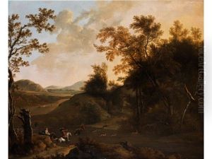 Hugelige Landschaft Mit Jagdszene Hugelige Landschaft Mit Jagdszene