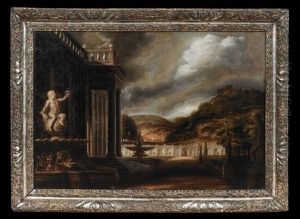 Palace Gardens With A Fountain by Frederick De Moucheron