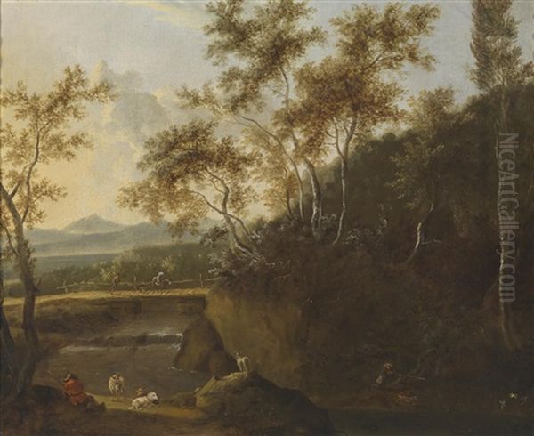 Sudliche Gebirgslandschaft Mit Hirtenstaffage Und Einem Reisenden - view 1