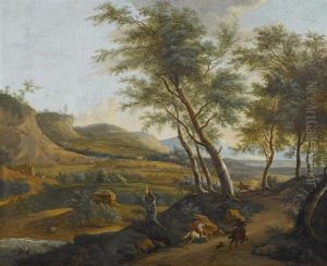 Weite Landschaft Mit Zwei Reiter Im Vordergrund