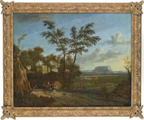 Eine Arkadische Landschaft Mit Reisenden Auf Einer Strasse - view 1