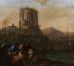In Der Campagna. Bauersleute Auf Dem Weg Zum Markt by Frederick De Moucheron