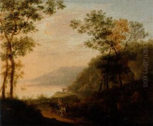 Italieniserande Landskap Med Figurer by Frederick De Moucheron