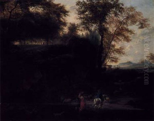 Wooded Landscape With Figures On The Edge Of A Field - view 1
