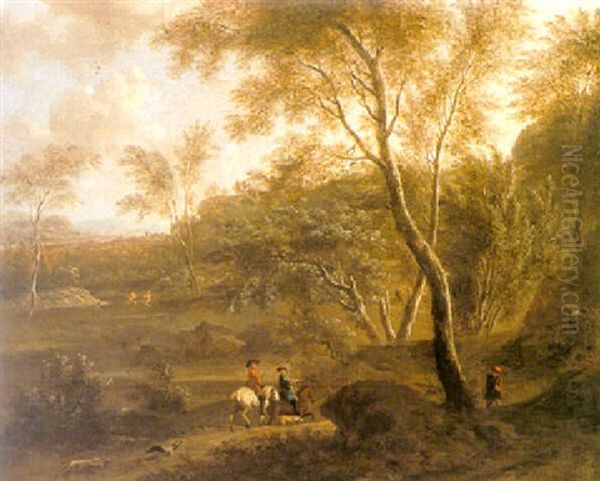 Sportsmen In A Wooded Landscape - view 1