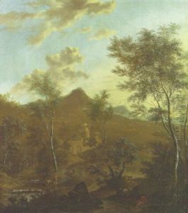 An Italianate Landscape With A Fortified Village And Fishermen By A Rapid, A Herdsman In The Foreground An Italianate Landscape With A Fortified Village And Fishermen By A Rapid, A Herdsman In The Foreground