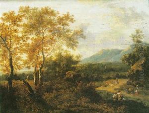 Paysage Italianisant Avec Des Voyageurs Pres D'une Riviere