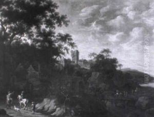 Cavaliers Rentrant Au Village by Frederick De Moucheron