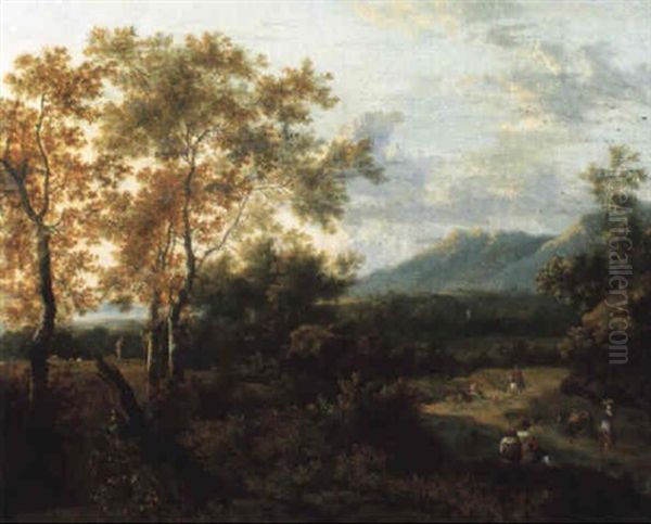 Paysage Italianisant Avec Des Voyageurs Pres D'une Riviere - view 1